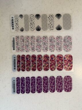 Jamberry Nail Wrap Set — Purple, Pink, Black, White Floral & Pattern Mix